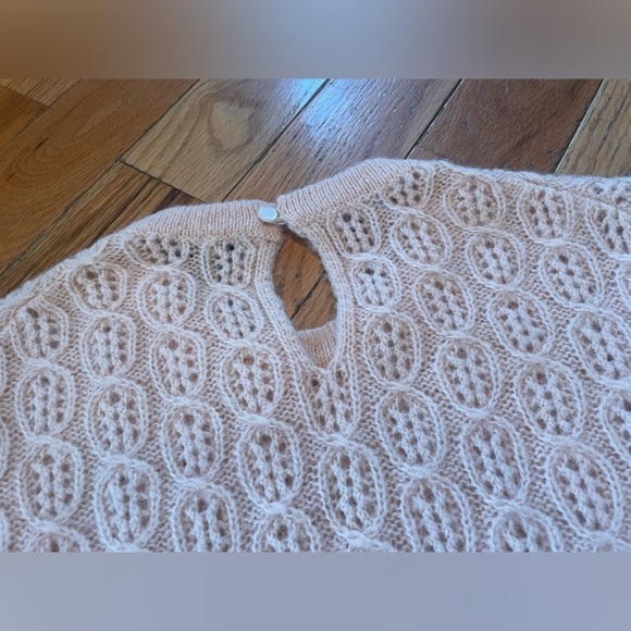 J CREW Sweater Women’s Size L Pink Cable-Knit Balloon Sleeve Alpaca Wool Blend - Picture 12 of 16